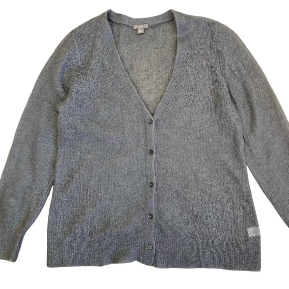 J. Jill Sz M Gossamer Loose Knit Mohair Wool Cardigan Grey Minimalist Delicate - Picture 8 of 16